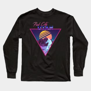 Retro Vaporwave Ski Mountain | Park City Utah | Shirts, Stickers, and More! Long Sleeve T-Shirt